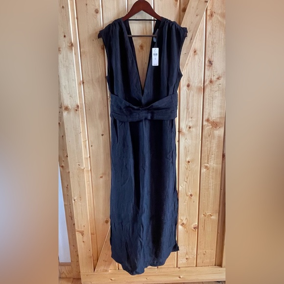 Anthropologie Sunday in Brooklyn plunge side slit dress in black, sz Medium - Picture 4 of 9